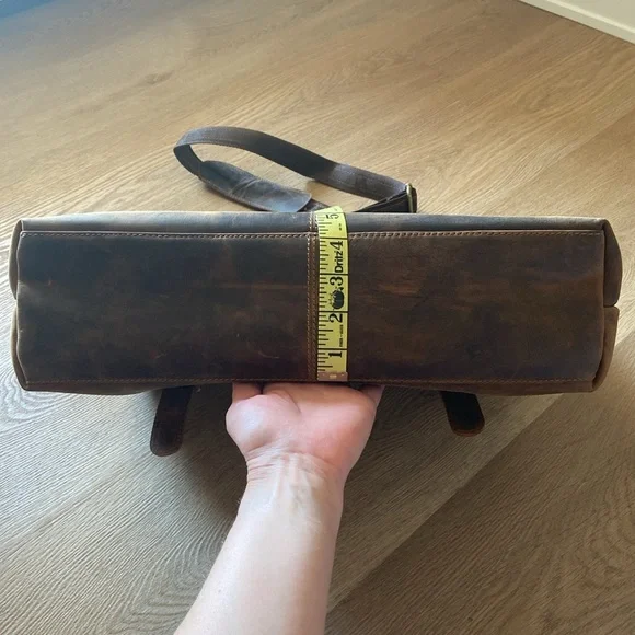 Leather Messenger Briefcase Office Laptop Crossbody Bag - Picture 5 of 9